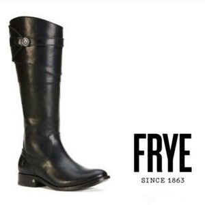 Frye | Molly Button Black Leather Side‑Zip Tall Riding Boots – Size 7B